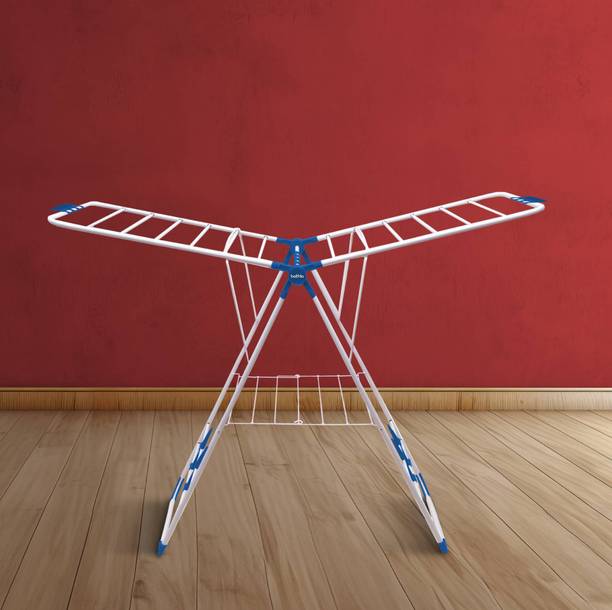 बाथला Bathla Foldable Clothes Drying Stand - Neo | 26 Drying Rails - 45 Feet Drying Length | Lightweight, Alloy Steel | Blue स्टील फ्लोर क्लॉथ ड्रायर स्टैंड