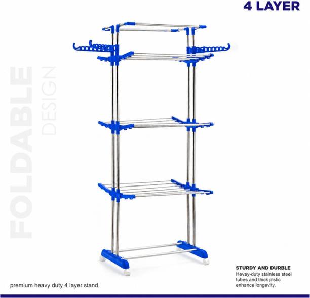 Flipkart SmartBuy Steel Floor Cloth Dryer Stand 4 Layer Clothes Drying Stand | Rust Resistant Steel Dryer Rack |