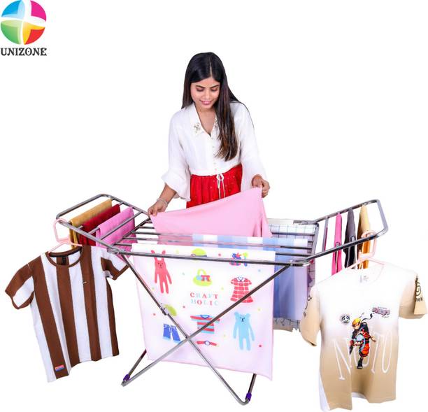 Unizone Steel Floor Cloth Dryer Stand (Palang Medium) 12 Month Warranty Foldable