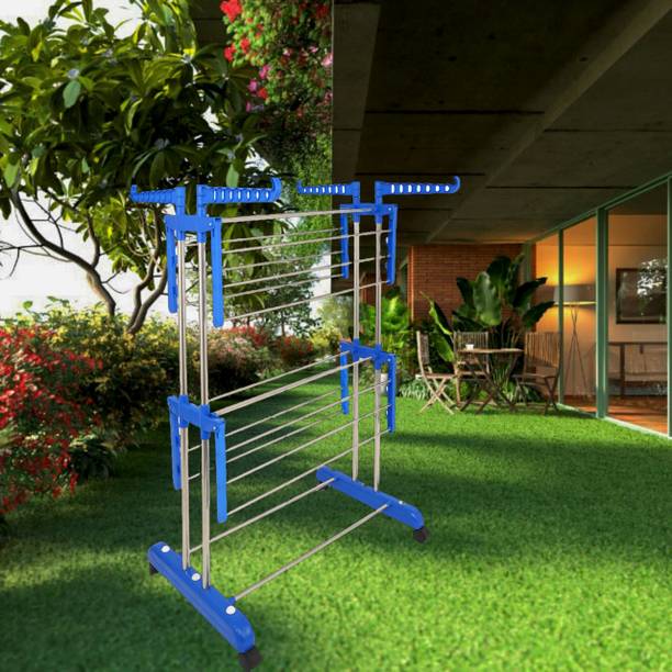 Flipkart SmartBuy Steel, Plastic Floor Cloth Dryer Stand DOUBLE POLL 2 TIER PURE STAINLESS STEEL CLOTH DRYER STAND