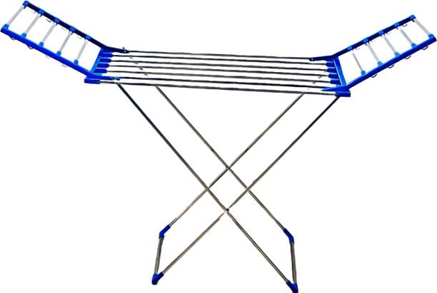 Flipkart SmartBuy Plastic, Steel Floor Cloth Dryer Stand STAINLESS STEEL MADE IN INDIA BLUE LUXURY PALANG RACK CLOTH RACK