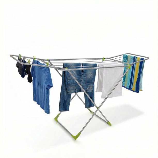 Homlix Steel Floor Cloth Dryer Stand DrySwift Silver