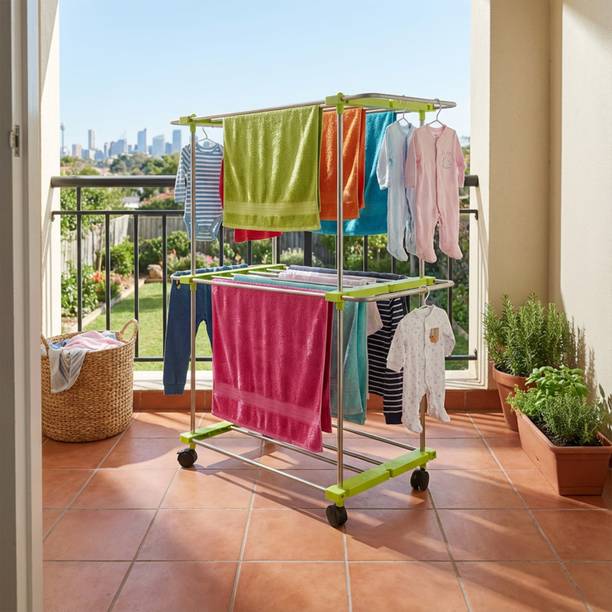 Homlix Steel Floor Cloth Dryer Stand DryMaster Black 1 Layer