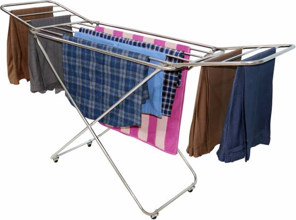 Familia Steel Floor Cloth Dryer Stand Stainless Steel 3 Way Folding Clothes Drying Stand With Wheels - Butterfly Type