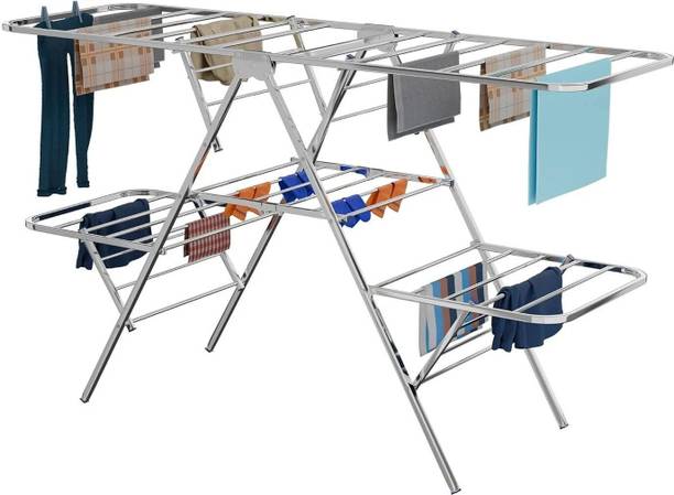 BLAZESKY Steel Floor Cloth Dryer Stand Stainless Steel Cloth Stand for Drying Clothes Foldable (Balcony)