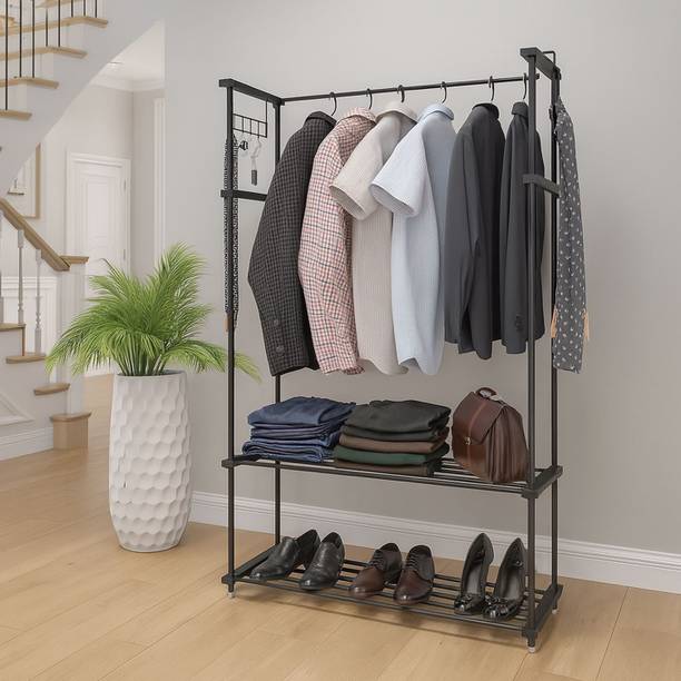 नायाब क्राफ्ट Drizzle Rack 1.0 - Black एल्युमीनियम फ्लोर क्लॉथ ड्रायर स्टैंड