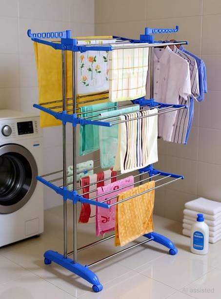 RAFTTAR Steel, Plastic Floor Cloth Dryer Stand RF - CDS Rust Free Steel