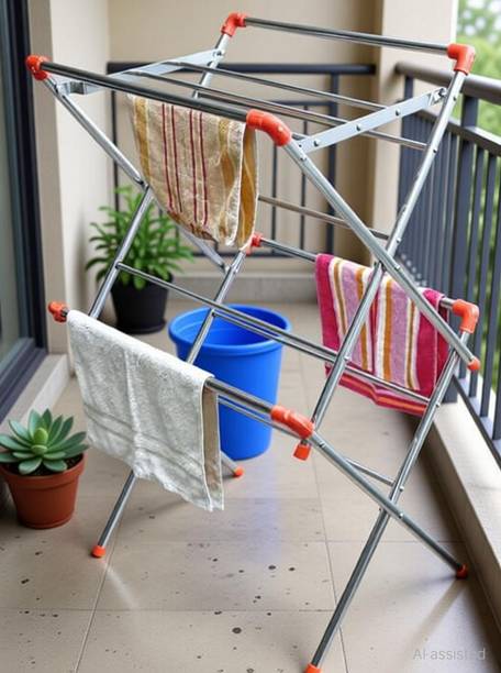 HouseOfCommon Steel Floor Cloth Dryer Stand BV_MS4FT_CDS_004Hoc