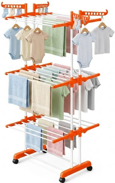 GADDA CO Steel Floor Cloth Dryer Stand Premium Stainless Steel Clothes Stand For Drying With Wheels