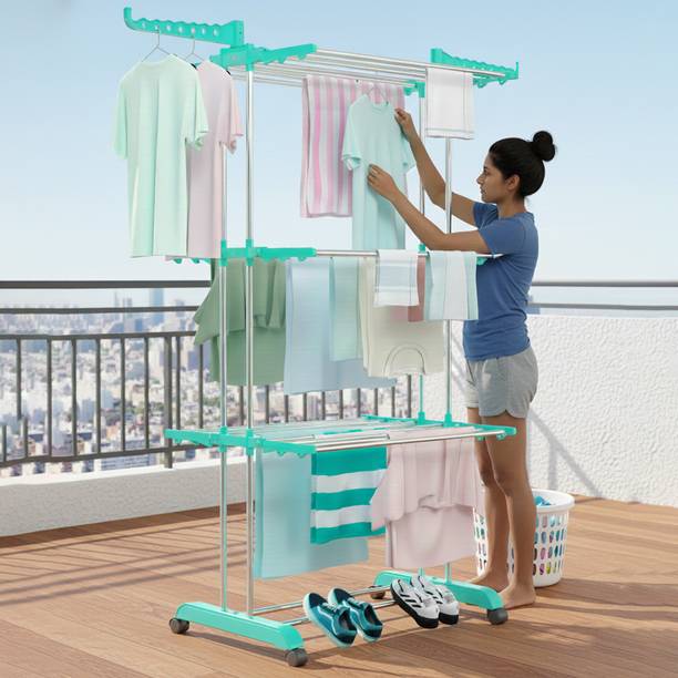 V-MOP Plastic, Steel Floor Cloth Dryer Stand prime choice c-green Clothes Drying Rack, Stainless Steel, For Indoor, outdoor