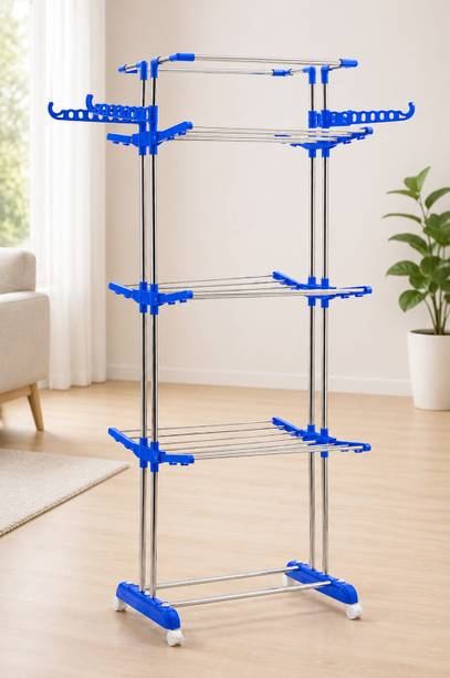 NARIYA Plastic, Steel Floor Cloth Dryer Stand BLUE CLOTH DRYER STAND