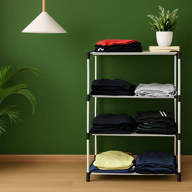 SRMAJI STORE Plastic Ceiling Cloth Dryer Stand 4 Tier Plastic Multipurpose Storage Rack | Cloth Rack| Book Shelf Storage Stand