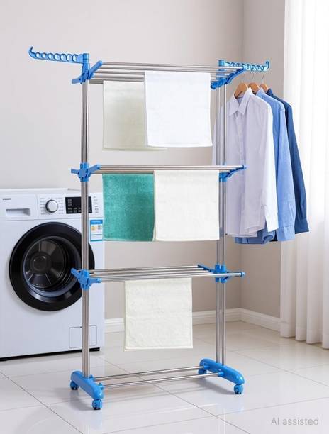 RAFTTAR Steel, Plastic Floor Cloth Dryer Stand New-Foldable and Lightweight 003