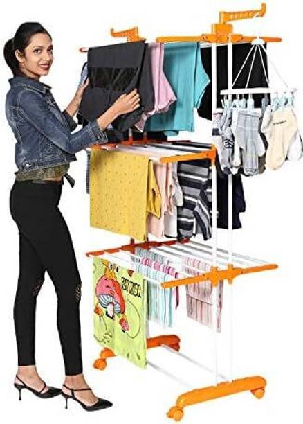 ZENVEXYO Plastic Floor Cloth Dryer Stand 3-Tier-2-Pole