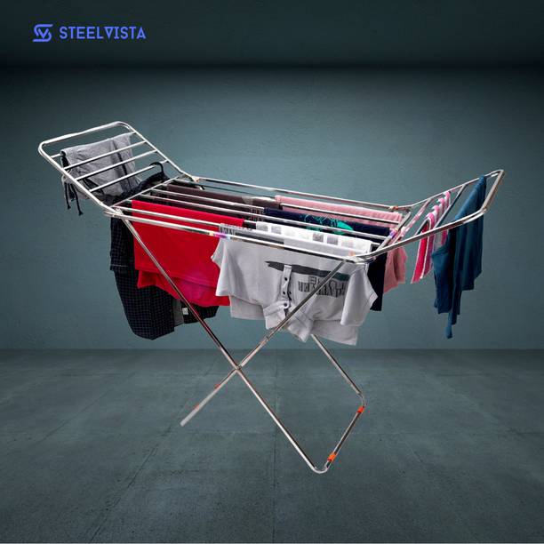 SteelVista Steel Floor Cloth Dryer Stand Bed Type - Foldable, Rust-Proof, Heavy Duty for Clothes | Indoor & Outdoor Use