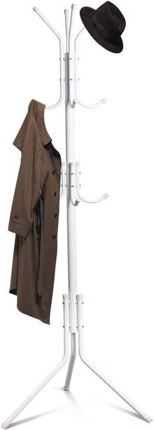 HOUSE OF QUIRK Aluminium Floor Cloth Dryer Stand 12 Hooks Hat Rack for Hanging Bags Scarves Clothes Handbag-Black