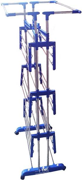 TNC by TNC Steel, Plastic, Aluminium Floor Cloth Dryer Stand JUMBO DOUBLE POLL 3 TIER PURE STAINLESS STEEL CLOTH DRYER STAND