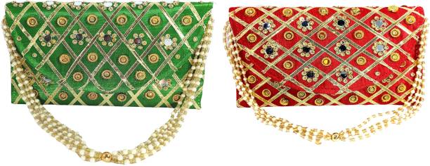 Party Red, Green  Clutch Price in India