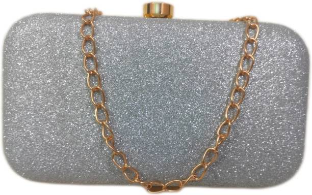 Party, Casual Silver  Clutch Price in India