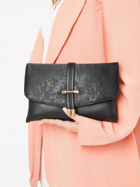 Casual Black  Clutch  - Regular Size