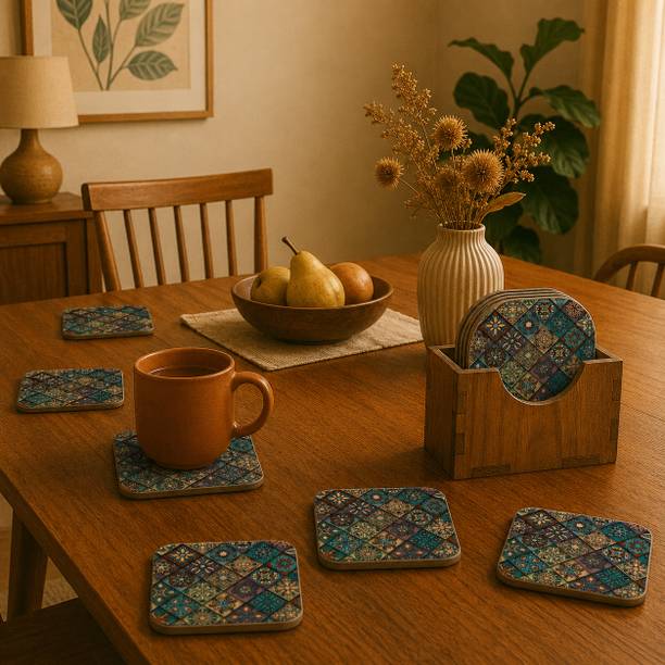 Aartor Square Reversible Wood Coaster Set