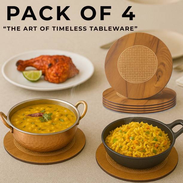 kartavya Round Bamboo, Rubber Coaster Set