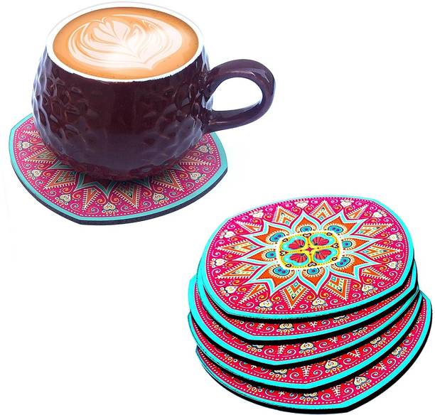 IT2M Round Reversible Wood Coaster Set