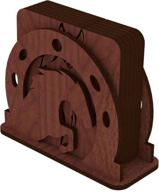 12 Fox Square Reversible Wood Coaster Set