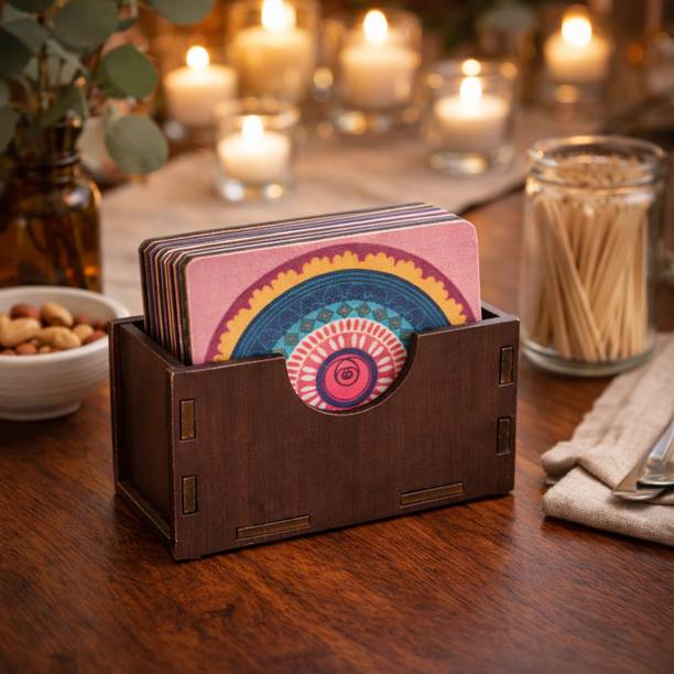 Flipkart SmartBuy Square Reversible Wood Coaster Set