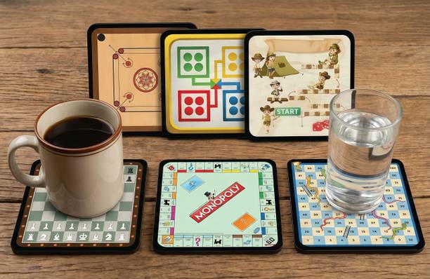 P. R. Prints Rectangle Wood Coaster Set