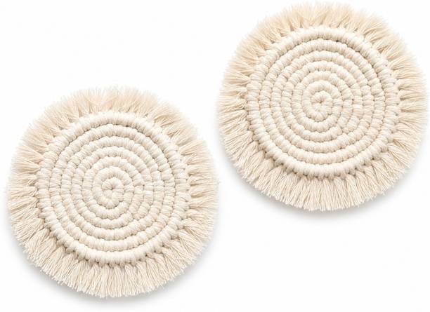 HOMIQORA Round Reversible Cotton Coaster Set