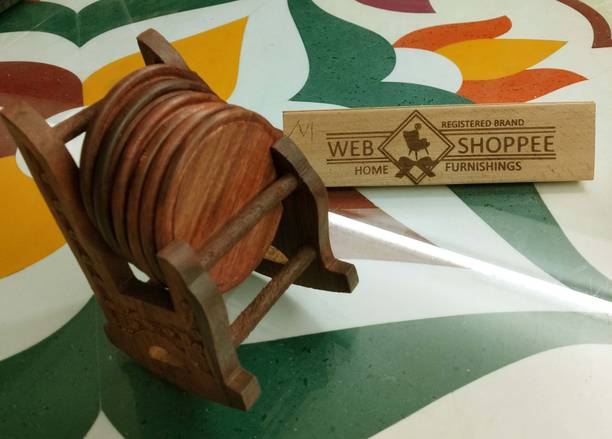 webshoppee Square Reversible Wood Coaster Set
