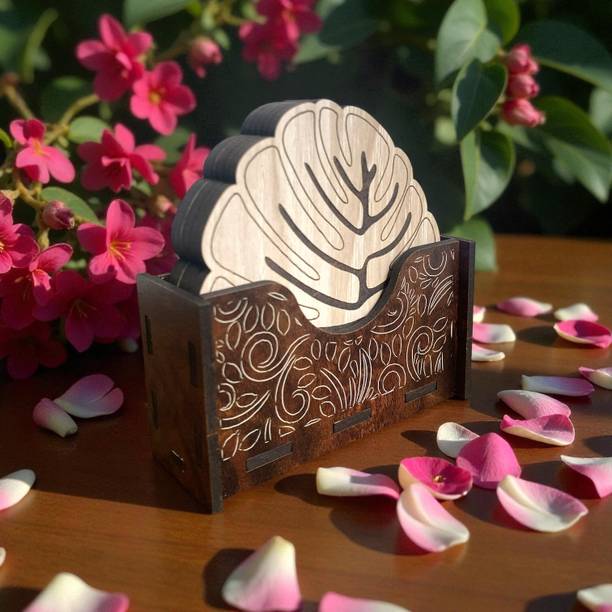 TALAVITA Round Reversible Wood Coaster Set