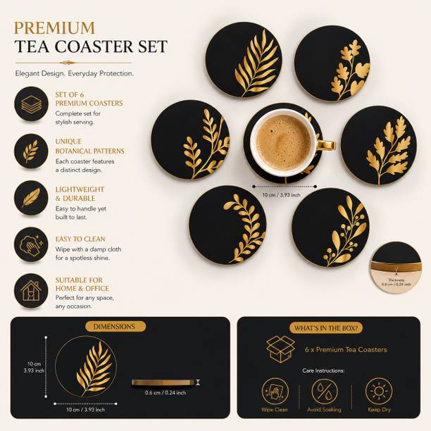 Shree Creation Round Wood Coaster Set