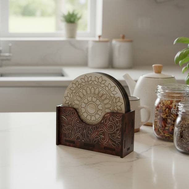 TALAVITA Round Reversible Wood Coaster Set