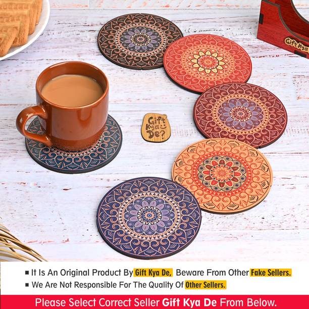 GIFT KYA DE Round Reversible Wood Coaster Set