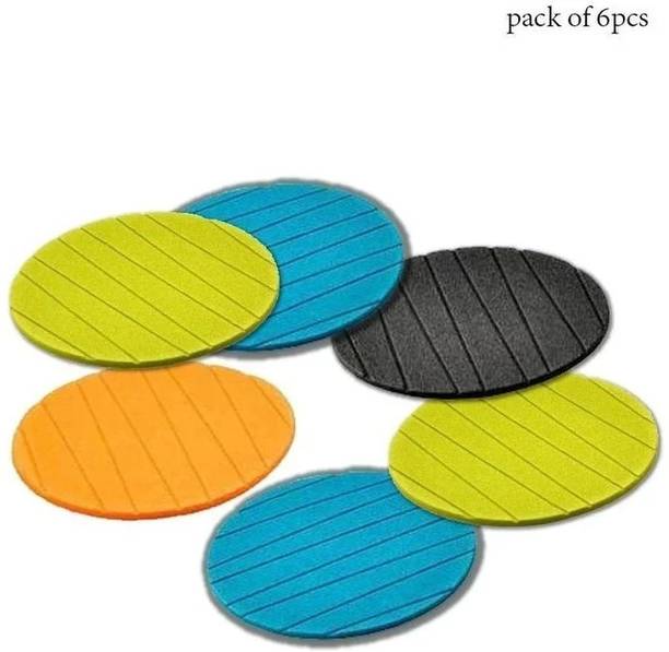 DeoDap Round Rubber Coaster Set