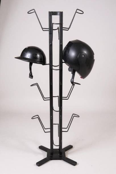 GLOBAL DESIGNERS Mild steel 5 feet 16 hook helmet holder Multipurpose helmet coat bag hanger Metal Helmet Stand
