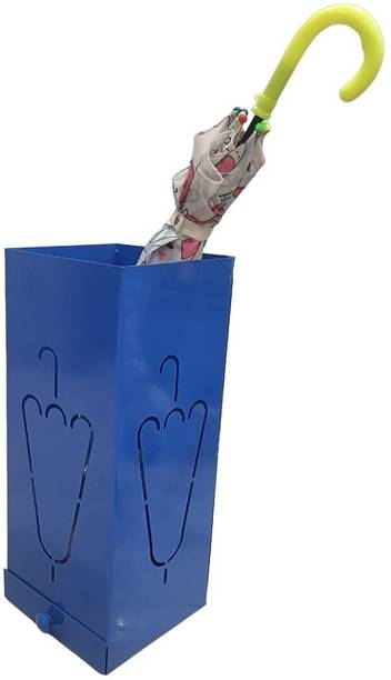 Indian Decor 35771 Laser Cut Designer Blue Metal Umbrella Stand with Remoable Drip Metal Umbrella Stand