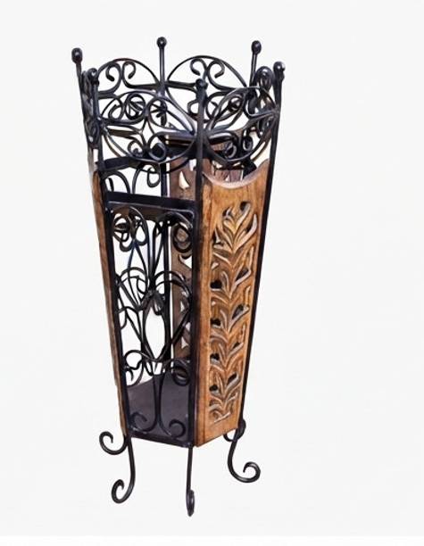 WoodsAuraCrafts Solid Wood Umbrella Stand