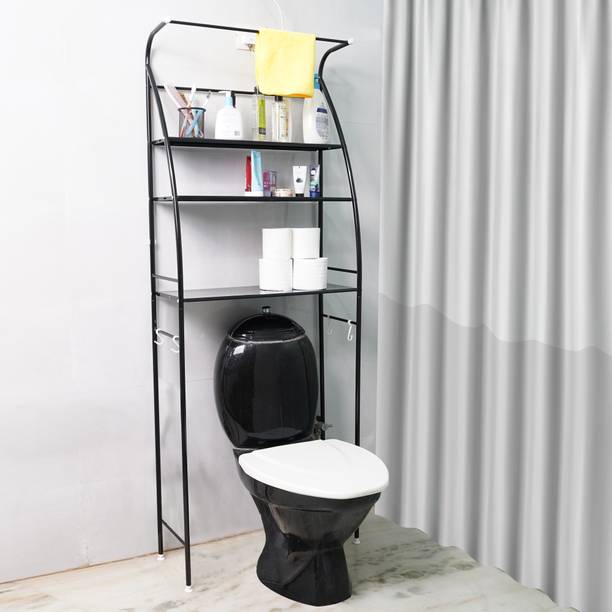 LEOPAX 3-Tier Metal Over The Toilet Rack Bathroom Storage Shelves, Multifunctional Rack Metal Coat and Umbrella Stand