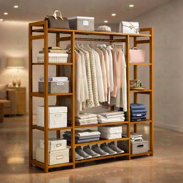 ADA Handicraft Bamboo Heavy Duty Clothe Garment Rack, Free Standing Wardrobe Closet Organizers Bamboo Coat and Umbrella Stand