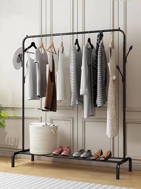 DXDT Multipurpose Clothes hanger Rack forGarment with Storage Shelf with 4 Hooks Metal Coat and Umbrella Stand