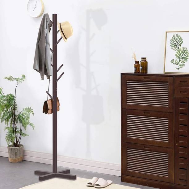ADA Handicraft Bamboo Coat Stand, Tree Shaped Display 8 Hooks Coat Hanger with 4 Solid Feet Bamboo Coat and Umbrella Stand