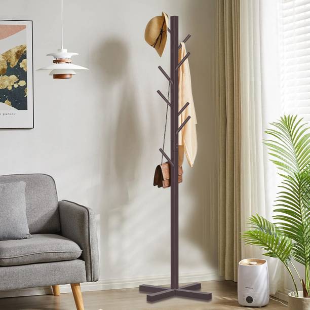 ADA Bamboo Coat Stand with 8 Hooks|Free Standing Tree Shaped Coat Rack|Solid Feet Bamboo Coat and Umbrella Stand