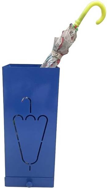 Indian Decor 35771 Classic Laser Cut Designer Blue Metal Umbrella Stand with Remoable Drip Metal Umbrella Stand