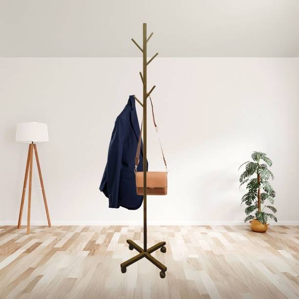 Sleek Silver Sleek Silver Metal Coat Stand with (Pre Welded) 7 Hooks Metal Coat Stand