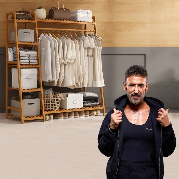 ADA Natural Bamboo Wood Coat Garment Rack, 5-Tier Freestanding Cloth Storage Stand Bamboo Coat and Umbrella Stand