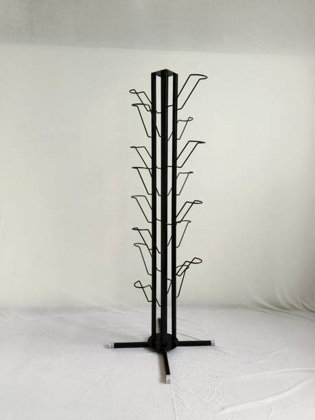 GLOBAL DESIGNERS Mild steel 5 feet 16 hook helmet holder Multipurpose helmet coat bag hanger Metal Helmet Stand