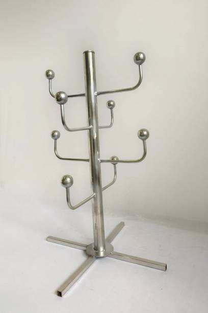 GLOBAL DESIGNERS Stainless steel helmet stand, helmet holder 3 feet 8 capacity ball type Metal Helmet Stand